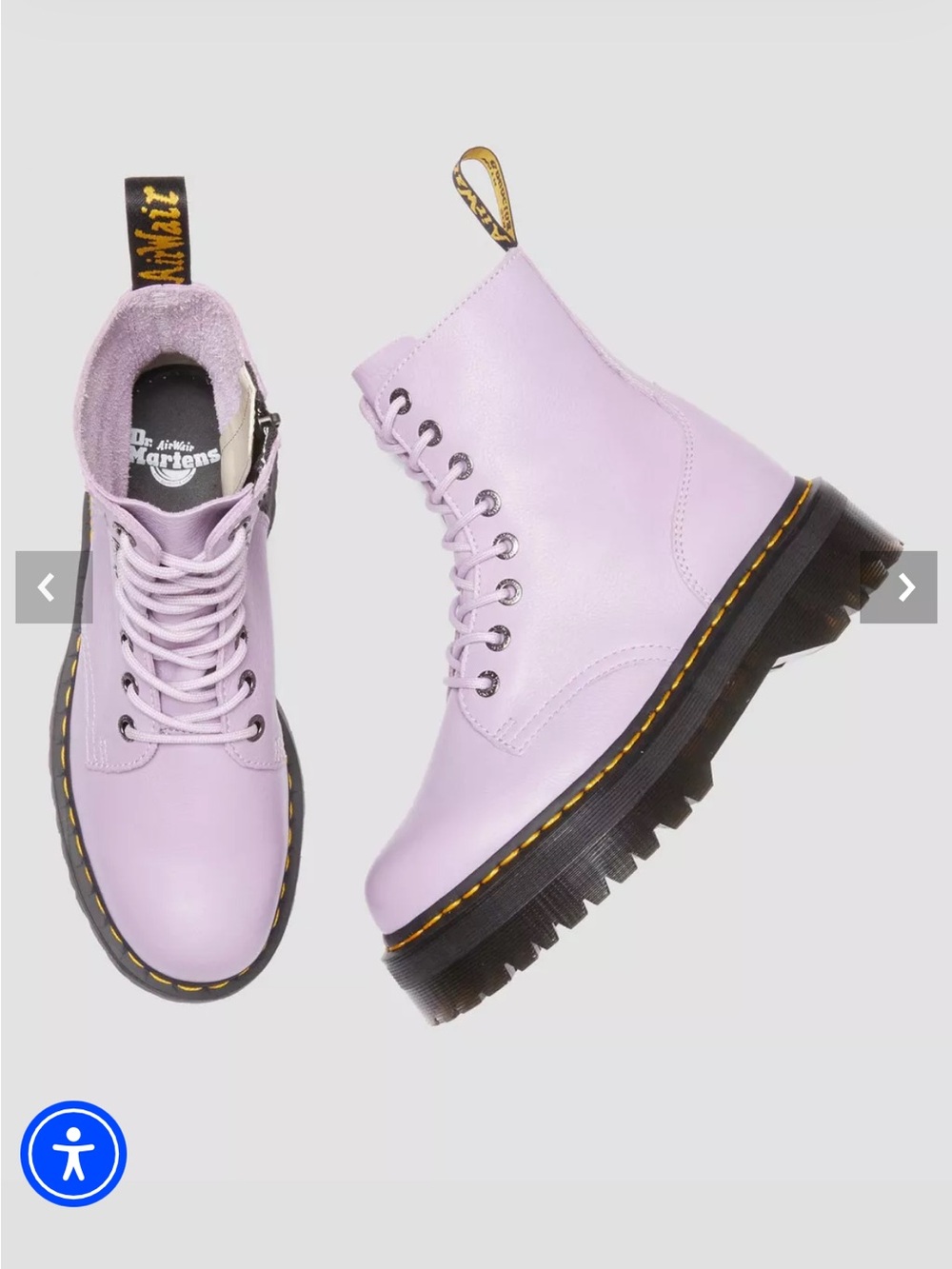 Broken in Dr. Martens Jadon Lavender 8-Eye Platform Lace-Up Boots